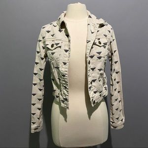 Cream and blue denim jacket